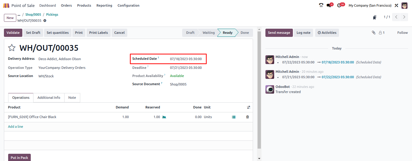 schedule delivery date in odoo pos