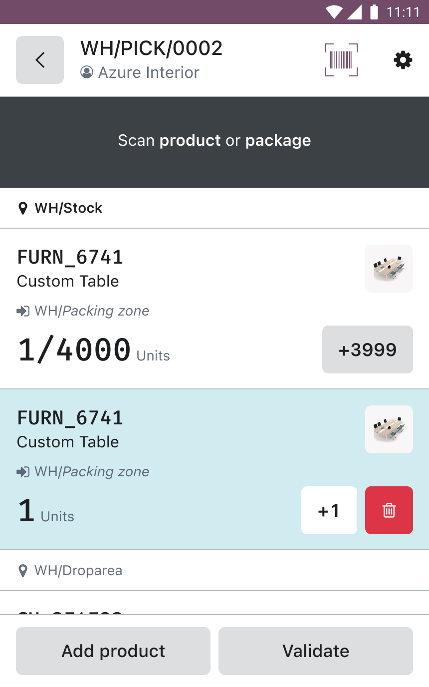 Revamped Odoo Barcode Mobile App Screen 2