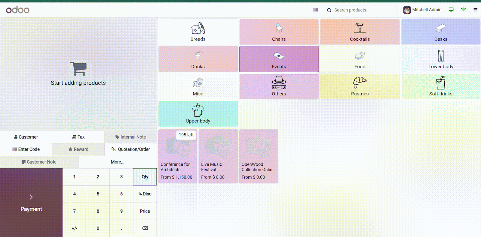 Odoo 18 events ticket with POS